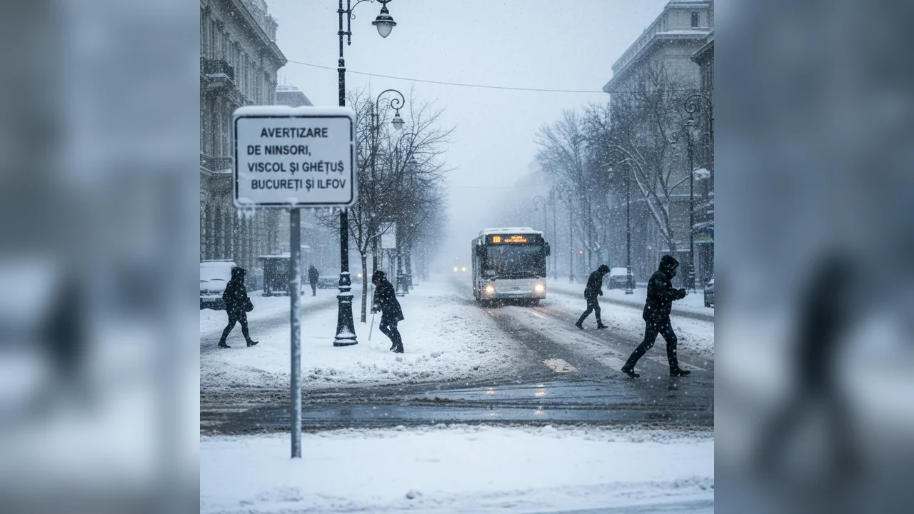 Avertizare ANM de ninsori, viscol și ghețuș pentru județul Ilfov și București