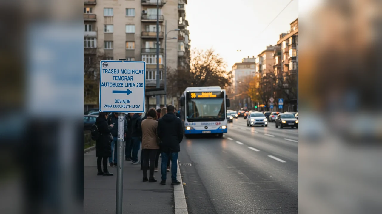 Circulație deviată temporar pentru autobuzele liniei 205 în zona București–Ilfov