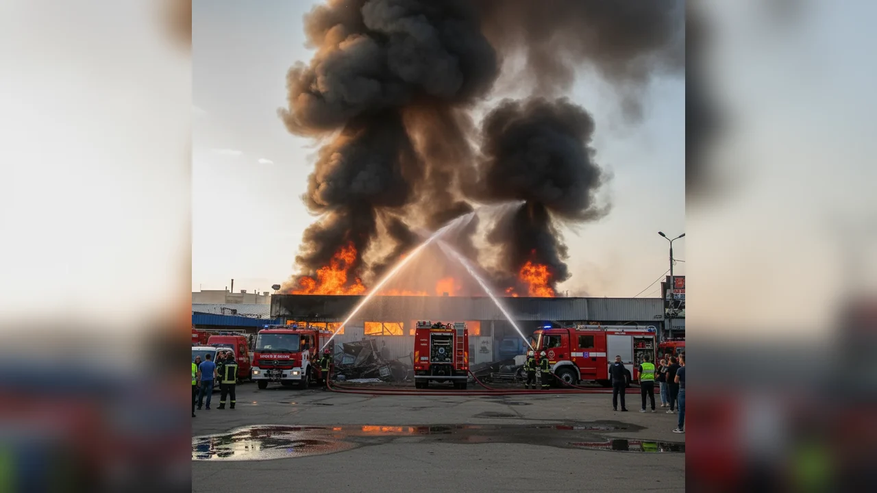 Incendiu la magazin de piese auto din Târgul Auto Vitan, intervenție amplă ISU București–Ilfov în județul Ilfov