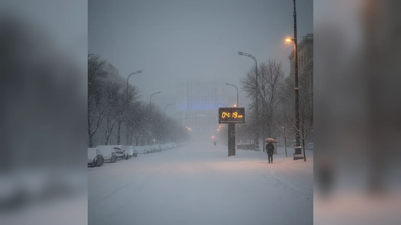 Mesaj Ro‑Alert de viscol și ninsori abundente pentru București–Ilfov, emis la 4:19 dimineața