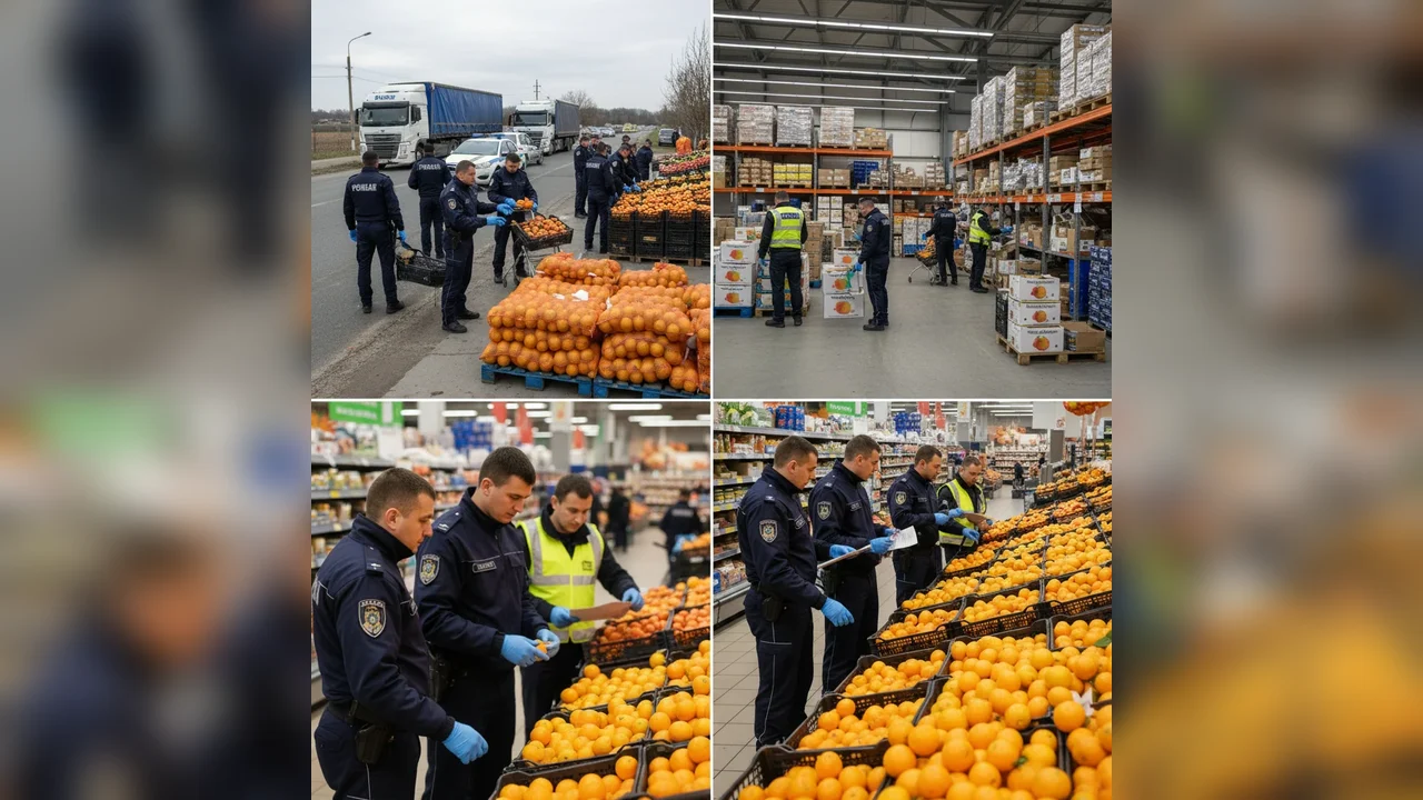 Percheziții în Ilfov într-un dosar privind portocale cu pesticide vândute în hypermarketuri